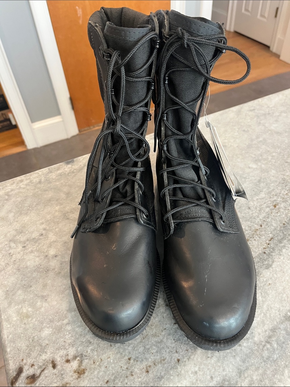 Military-Style Steel Toe Black Work Boot / size 9 - Picture 5 of 12